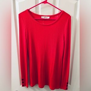 NWT Loft Ribbed Button Cuff Long Sleeve Tee